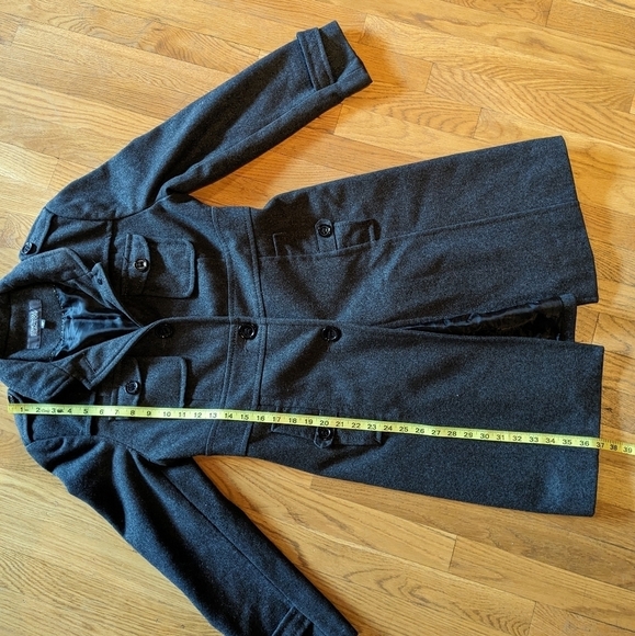 Kenneth Cole Reaction 8P Gray Wool Blend Long Button Down Lined Trench Coat‎ - Picture 10 of 10